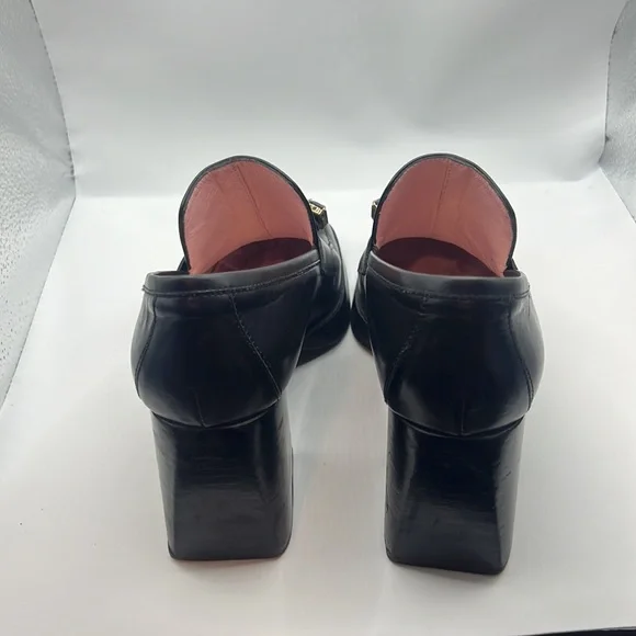 RAS black chunky heel leather loafer square toe/heel w/jewel detail SZ 39 US 9 - Picture 4 of 13
